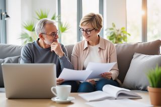 Foto: Älteres Ehepaar liest gemeinsam Dokumente